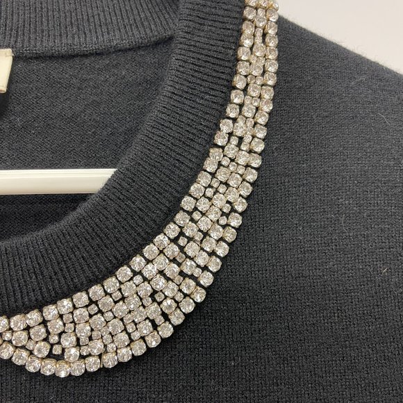 Kate Spade NWT rhinestone Wool Cashmere Peter Pan Collar Tippy Sweater Sz Large - Picture 3 of 9